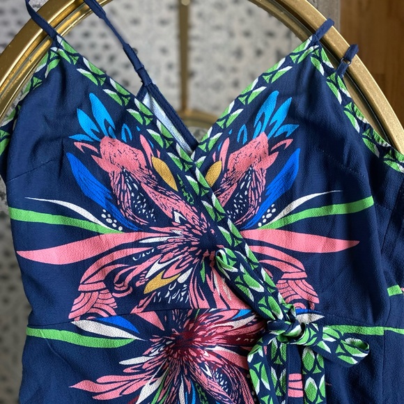 High Low Colorful Spring Summer Dress with Design, wrap waist and lined inside - Picture 3 of 8